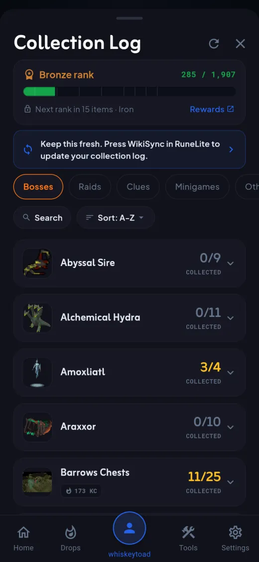 Quests, Diaries, Combat Tasks & Collection Log