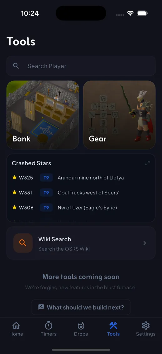 Shooting Stars, World Map & Player Search